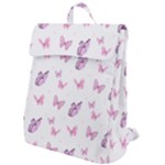 Pink Purple Butterfly Flap Top Backpack