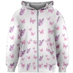 Pink Purple Butterfly Kids  Zipper Hoodie Without Drawstring