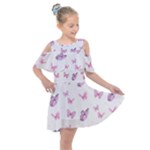 Pink Purple Butterfly Kids  Shoulder Cutout Chiffon Dress