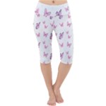 Pink Purple Butterfly Lightweight Velour Cropped Yoga Leggings