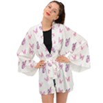 Pink Purple Butterfly Long Sleeve Kimono