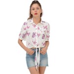 Pink Purple Butterfly Tie Front Shirt 