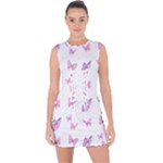 Pink Purple Butterfly Lace Up Front Bodycon Dress