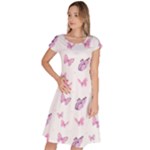 Pink Purple Butterfly Classic Short Sleeve Dress