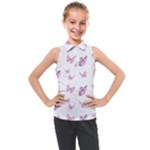 Pink Purple Butterfly Kids  Sleeveless Polo Tee