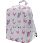 Pink Purple Butterfly Zip Up Backpack