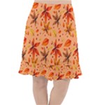 Orange Brown Leaves Fishtail Chiffon Skirt