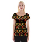 Golden Orange Leaves Cap Sleeve Top