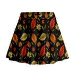 Golden Orange Leaves Mini Flare Skirt