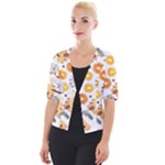 Honey Bee Pattern Cropped Button Cardigan