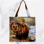 Bear In Water Zipper Grocery Tote Bag