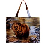 Bear In Water Zipper Mini Tote Bag