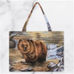 Bear In Water Zipper Medium Tote Bag