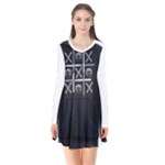 Tic Tac Monster Long Sleeve V-neck Flare Dress