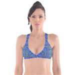 Gold And Blue Fancy Ornate Pattern Plunge Bikini Top