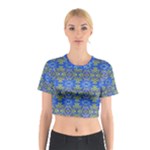 Gold And Blue Fancy Ornate Pattern Cotton Crop Top