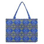 Gold And Blue Fancy Ornate Pattern Medium Tote Bag