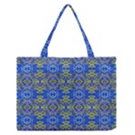 Gold And Blue Fancy Ornate Pattern Zipper Medium Tote Bag