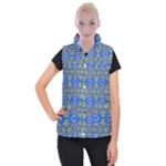 Gold And Blue Fancy Ornate Pattern Women s Button Up Vest