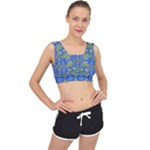 Gold And Blue Fancy Ornate Pattern V-Back Sports Bra