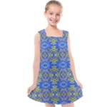 Gold And Blue Fancy Ornate Pattern Kids  Cross Back Dress