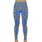 Gold And Blue Fancy Ornate Pattern Lightweight Velour Classic Yoga Leggings