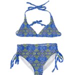 Gold And Blue Fancy Ornate Pattern Kids  Classic Bikini Set