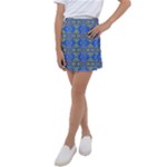 Gold And Blue Fancy Ornate Pattern Kids  Tennis Skirt