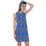 Gold And Blue Fancy Ornate Pattern Racer Back Hoodie Dress