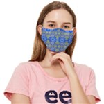 Gold And Blue Fancy Ornate Pattern Fitted Cloth Face Mask (Adult)