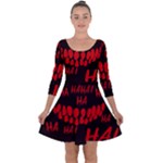 Demonic Laugh, Spooky red teeth monster in dark, Horror theme Quarter Sleeve Skater Dress