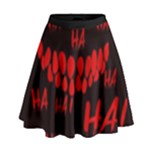 Demonic Laugh, Spooky red teeth monster in dark, Horror theme High Waist Skirt