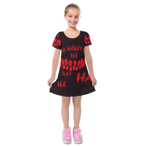 Demonic Laugh, Spooky red teeth monster in dark, Horror theme Kids  Short Sleeve Velvet Dress from ArtsNow.com