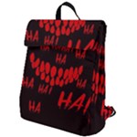 Demonic Laugh, Spooky red teeth monster in dark, Horror theme Flap Top Backpack