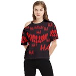 Demonic Laugh, Spooky red teeth monster in dark, Horror theme One Shoulder Cut Out Tee
