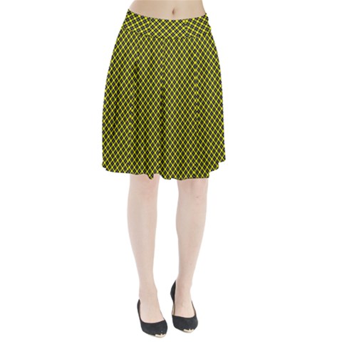 Cute yellow tartan pattern, classic buffalo plaid theme Pleated Skirt from ArtsNow.com