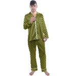 Cute yellow tartan pattern, classic buffalo plaid theme Men s Long Sleeve Satin Pyjamas Set