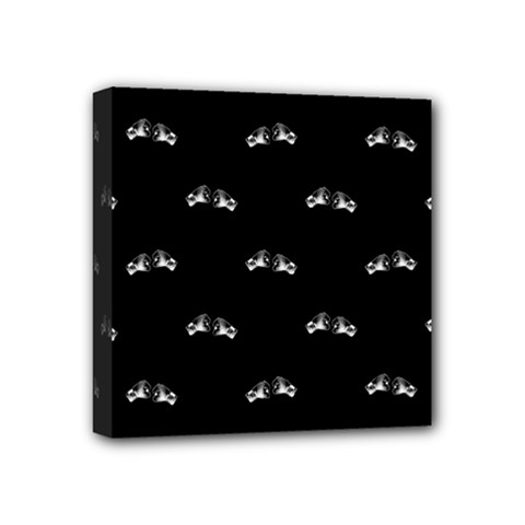 Black And White Boxing Motif Pattern Mini Canvas 4  x 4  (Stretched) from ArtsNow.com