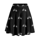 Black And White Boxing Motif Pattern High Waist Skirt