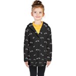 Black And White Boxing Motif Pattern Kids  Double Breasted Button Coat