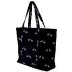 Black And White Boxing Motif Pattern Zip Up Canvas Bag