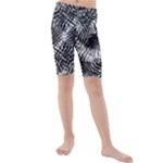 Tropical leafs pattern, black and white jungle theme Kids  Mid Length Swim Shorts