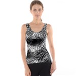 Tropical leafs pattern, black and white jungle theme Tank Top