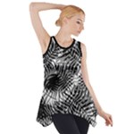 Tropical leafs pattern, black and white jungle theme Side Drop Tank Tunic