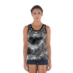 Tropical leafs pattern, black and white jungle theme Sport Tank Top  from ArtsNow.com