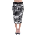 Tropical leafs pattern, black and white jungle theme Midi Pencil Skirt