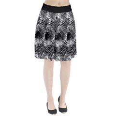 Tropical leafs pattern, black and white jungle theme Pleated Skirt from ArtsNow.com