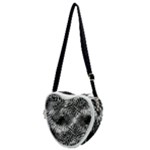 Tropical leafs pattern, black and white jungle theme Heart Shoulder Bag