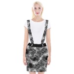 Tropical leafs pattern, black and white jungle theme Braces Suspender Skirt