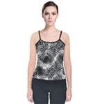 Tropical leafs pattern, black and white jungle theme Velvet Spaghetti Strap Top